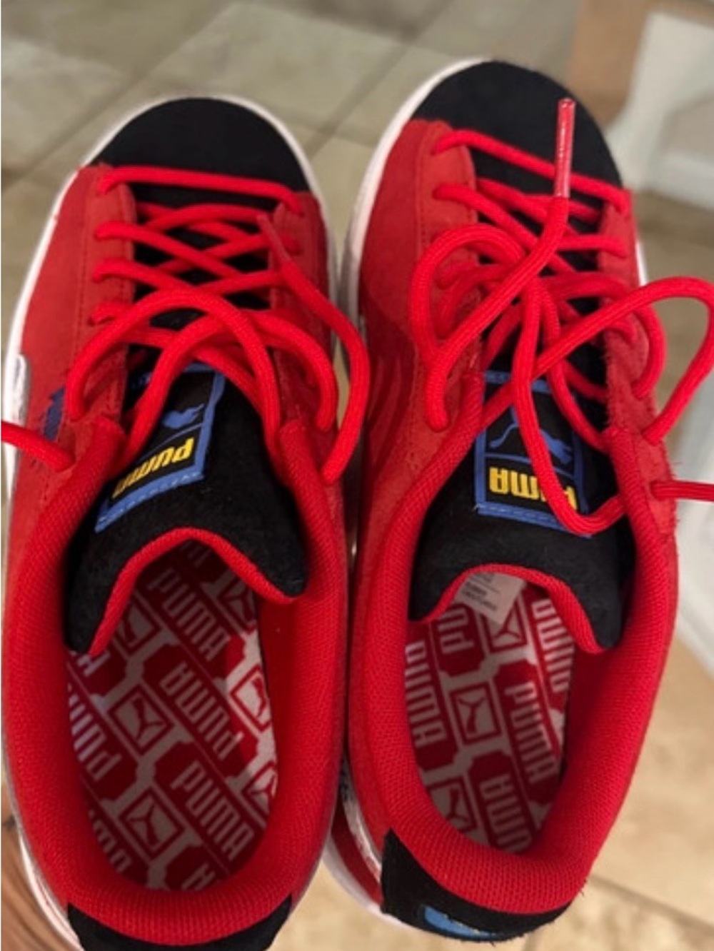 Puma Red and Black Kids Low-Top Sneakers